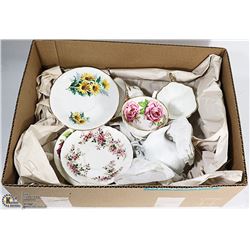 BOX WITH 3 FINE CHINA TEA CUP SETS (MADE