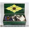 Image 1 : DECORATIVE PAINTED GLASS-STYLE BOX FULL