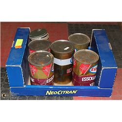 FLAT OF 5 OLD ESSO MOTOR OIL TINS