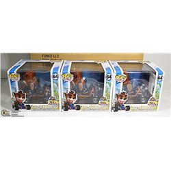 CASE LOT OF 3 CRASH BANDICOOT POP VINYL FIGURES