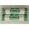 Image 1 : 2-$5 ROLLS OF 2009-D ROOSEVELT DIMES BRILLIANT UNC