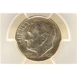 1955 SILVER ROOSEVELT DIME PCGS MS66