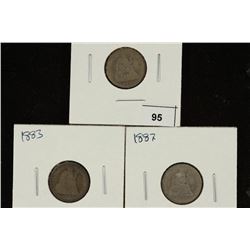 1882, 1883 & 1887 SEATED LIBERTY DIMES