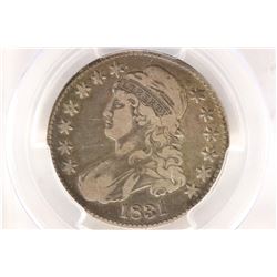 1831 CAPPED BUST HALF DOLLAR PCGS F15 WITH GREEN