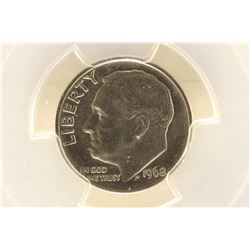 1968 ROOSEVELT DIME PCGS MS65