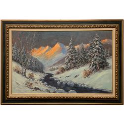 Winter Mountain Sunrise Painting by Helio Wernegreen  (121240)