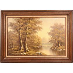 Oil Painting/ " Looking Down Stream" / By Williams. (109671)