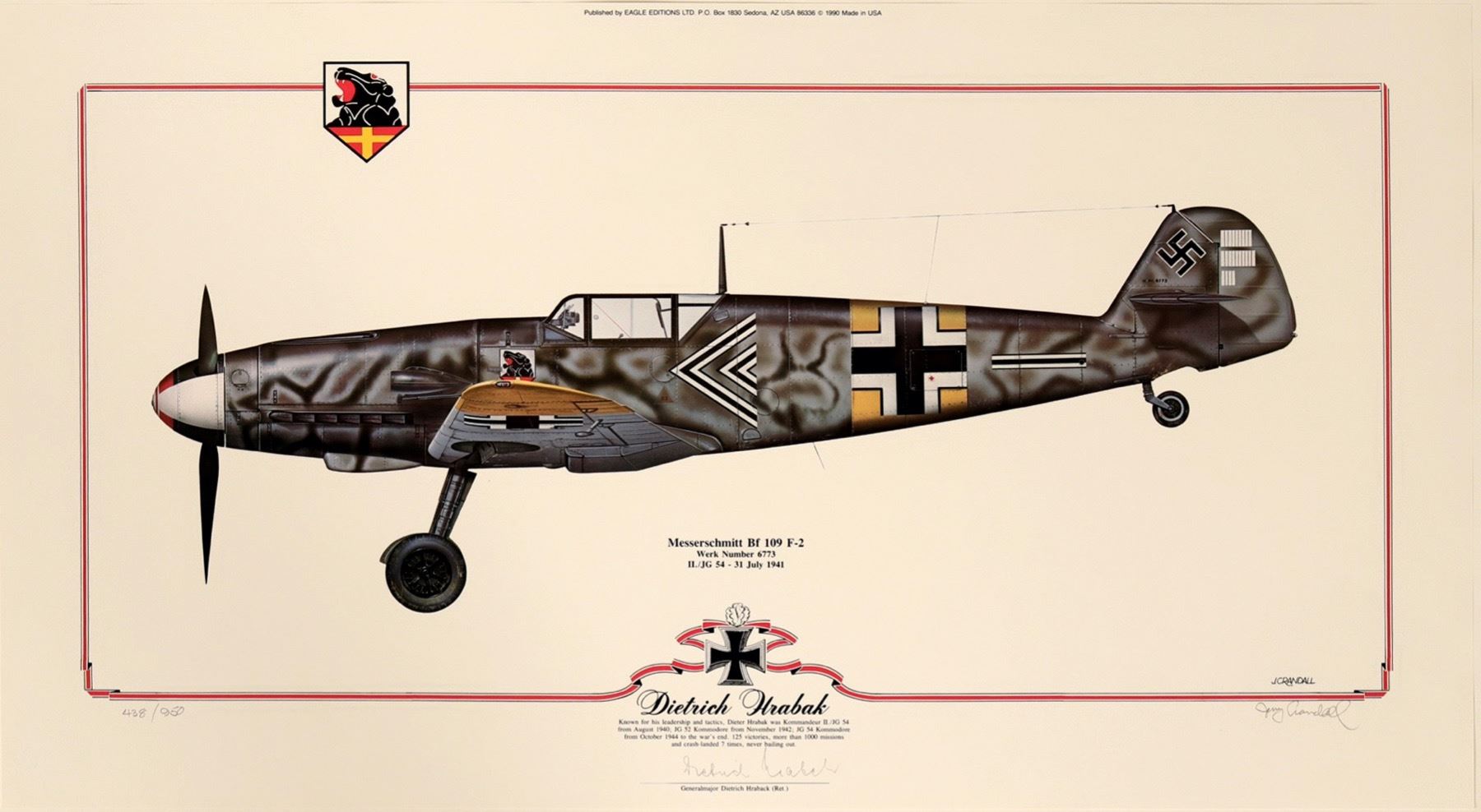 Aviation Framed Print Dletrich Hrabak S Messerschmitt Bf 109 F 2 1076