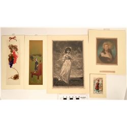 Women-Themed Vintage Matted Fine Art Prints (5)  (118919)