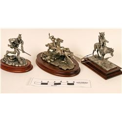 Pewter and Wood Native American Statuettes (3 pieces) (118999)