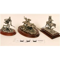 Pewter and Wood Native American Statuettes (3 pieces)  (118999)