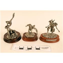Pewter Statues of Native Americans and Eagles (3) (120641)