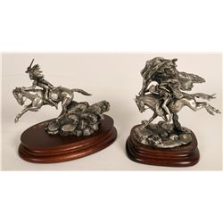 Pewter Statues of Native Americans on Horseback (2) (120645)