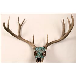 Turquoise and Coral Encrusted Mule Deer Skull  (93145)