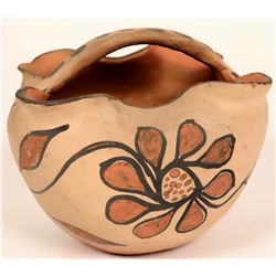 Antique Santo Domingo Pottery Basket  (121021)