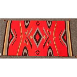 Navajo Rug, Red, Black & Grey Diamond Pattern (122300)