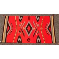 Navajo Rug, Red, Black & Grey Diamond Pattern  (122300)