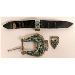 Ladies Turquoise and Silver Buckle, etc. (121025)