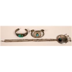 Silver w/Turquoise Bracelets and Pendant (121095)
