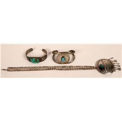 Silver w/Turquoise Bracelets and Pendant  (121095)