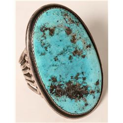 Turquoise Indian Cuff Silver Bracelet with Prominent Stone (121090)