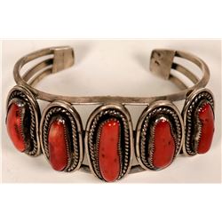 Vintage Coral and Silver Bracelet  (121023)