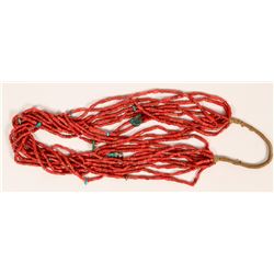 10-Strand Natural Red Coral Necklace  (120991)