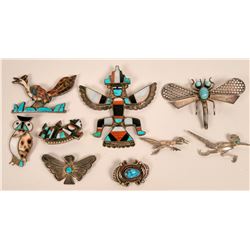 Four Zuni Inlay Pins, Plus More... (119489)