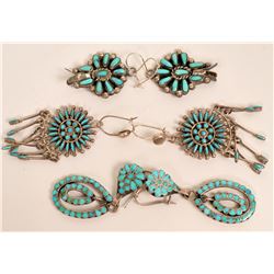 Three pair Zuni Earrings (121195)