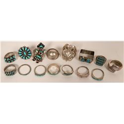 Lot of 15 Native American Rings  (121110)