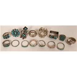Lot of 15 Native American Rings (121110)