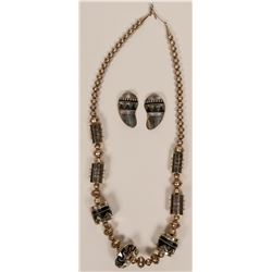 Silver Barrel Necklace Set (117006)
