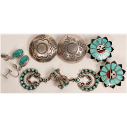 Zuni and Navajo Clip Earrings (121196)