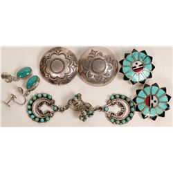 Zuni and Navajo Clip Earrings  (121196)