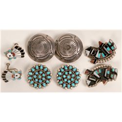 Zuni and Navajo Clip Earrings (121197)