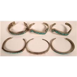 Zuni and Navajo Turquoise Inlay Cuffs (121093)
