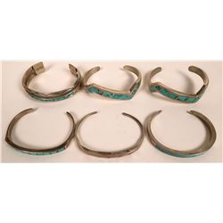 Zuni and Navajo Turquoise Inlay Cuffs  (121093)