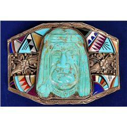 Zuni Style Indian Head Belt Buckle (121990)