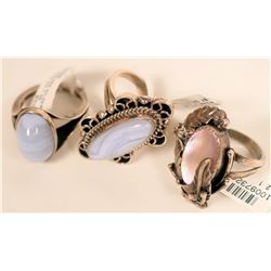 Onyx and Sterling Silver Rings (3) (121526)