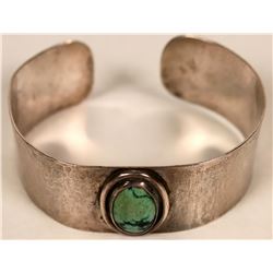 Hand Hammered Sterling Silver & Turquoise Wrist Cuff (119628)
