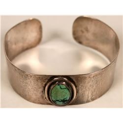 Hand Hammered Sterling Silver & Turquoise Wrist Cuff  (119628)