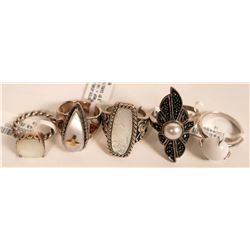 Silver & White Stone Rings (5)  (121522)