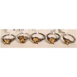 Sterling Silver "Citrine"  Topaz Ring Quintet (5)  (121521)