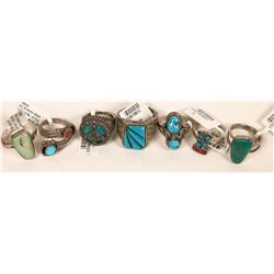 Sterling Silver & Faux Turquoise Rings (6)  (121514)