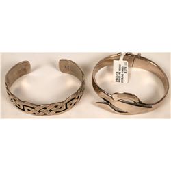 Sterling Silver Wrist Cuff Bracelets (2) (121511)