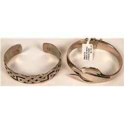 Sterling Silver Wrist Cuff Bracelets (2)  (121511)