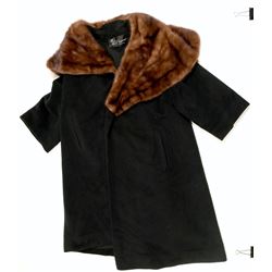 Ladies Cashmere/Fur Collar Coat (91338)