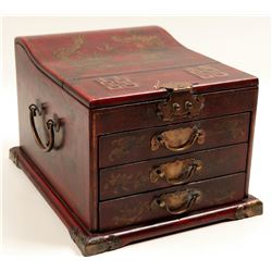 Chinese Oil, Business and Rubber Stamps Decorated Wooden Boxes. (105996)