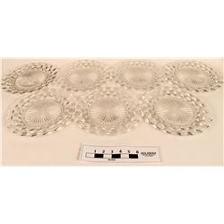 Fostoria American clear Crystal Cube Design Dinner Plates (121561)