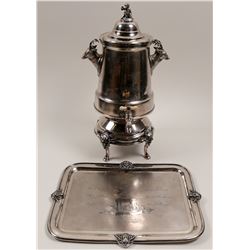 Silver Engraved Coffee Urn with Matching Tray  (106385)